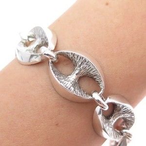 800 Silver Vintage Italy Anchor Mariner Link Oxidized Bracelet 6.75"